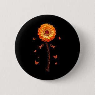 Orange Ribbon Flower Leukaemia Awareness Blood Can 2 Inch Round Button