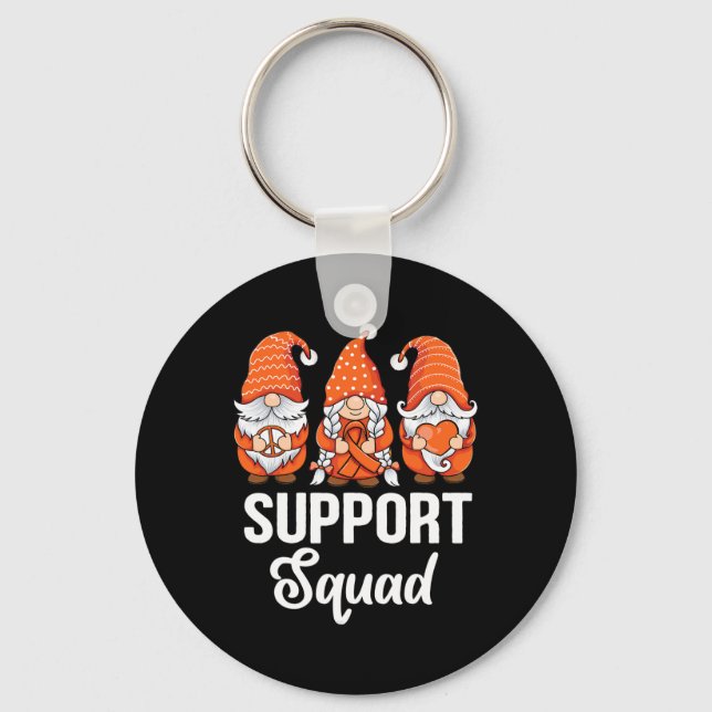 Orange ribbon Gnomes support survivor of Leukaemia Keychain (Front)