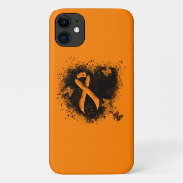 Orange Ribbon Grunge Heart Case-Mate iPhone Case (Back)