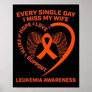 Orange Ribbon Heart Leukaemia Awareness In Memory Poster