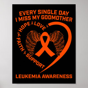 Orange Ribbon Heart Leukaemia Awareness Memory Of  Poster