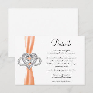 Orange Ribbon Infinity Heart Wedding Details Enclosure Card