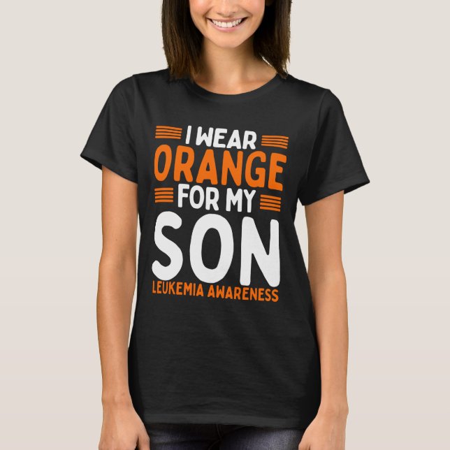 Orange Ribbon  Kid Leukaemia Awareness Son T-Shirt (Front)