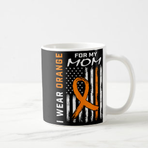 Orange Ribbon Kidney Cancer Awareness Mom USA Flag Coffee Mug