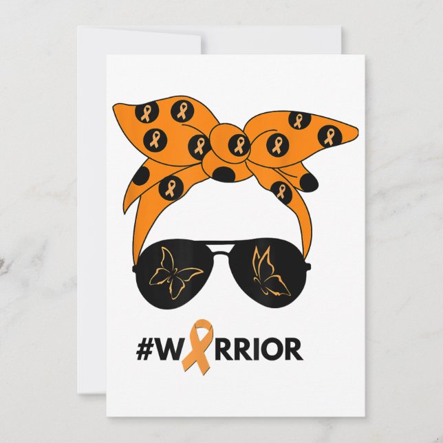 Orange Ribbon Kidney Cancer Warrior Bandana Unbrea Invitation (Front)