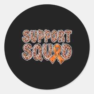 Orange Ribbon Leopard Print Support Squad Crps 1  Classic Round Sticker