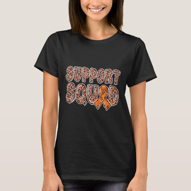 Orange Ribbon Leopard Print Support Squad Crps 1  T-Shirt (Front)