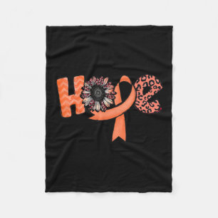 Orange Ribbon Leopard Sunflower Hope Rsd Crps Awar Fleece Blanket