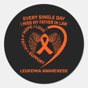 Orange Ribbon Leukaemia Awareness In Memory Of Fat Classic Round Sticker