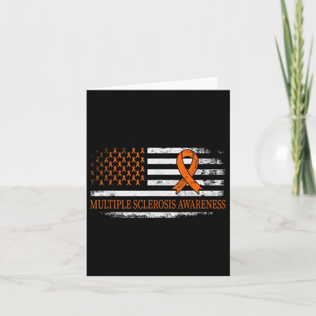 Orange Ribbon Ms - Multible Sclerosis Awareness  Card (Front)