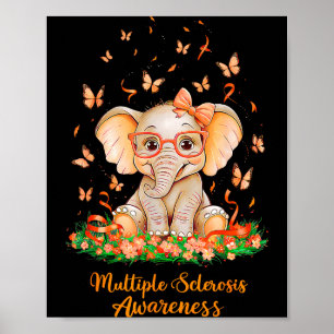 Orange Ribbon Multiple Sclerosis Awareness Cure El Poster