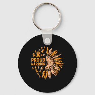 Orange Ribbon Proud Warrior Leukaemia Awareness  Keychain