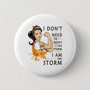 Orange Ribbon Resist The Storm Kidney Cancer Aware 2 Inch Round Button