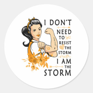 Orange Ribbon Resist The Storm Kidney Cancer Aware Classic Round Sticker