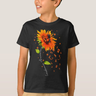 Orange Ribbon Sunflower Butterfly Leukaemia Awaren T-Shirt