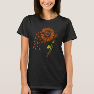 Orange Ribbon & Sunflower Leukaemia Awareness Mont T-Shirt