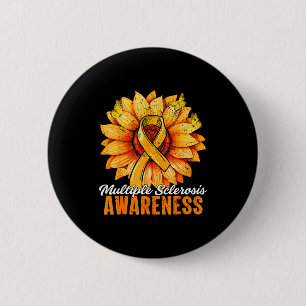 Orange Ribbon Sunflower Multiple Sclerosis Awarene 2 Inch Round Button