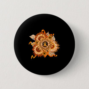 Orange Ribbon Sunflower Multiple Sclerosis Awarene 2 Inch Round Button