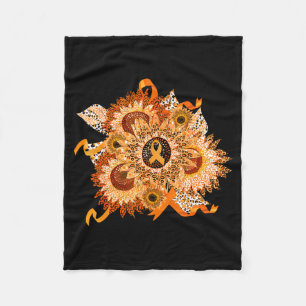 Orange Ribbon Sunflower Multiple Sclerosis Awarene Fleece Blanket