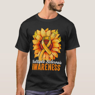 Orange Ribbon Sunflower Multiple Sclerosis Awarene T-Shirt