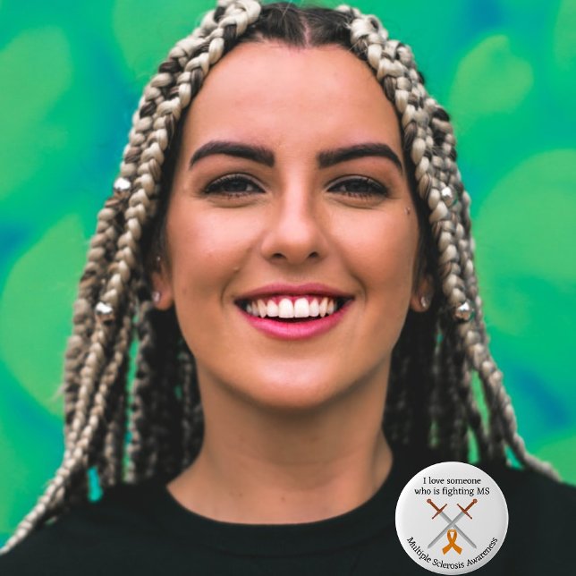 Orange Ribbon Swords Multiple Sclerosis Awareness 2 Inch Round Button (Creator Uploaded)