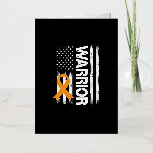 Orange Ribbon Warrior USA Kidney Cancer Awareness Foil Greeting Card (Front)