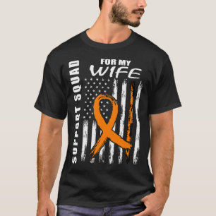 Orange Ribbon Wife Leukaemia Awareness Usa Flag Ca T-Shirt