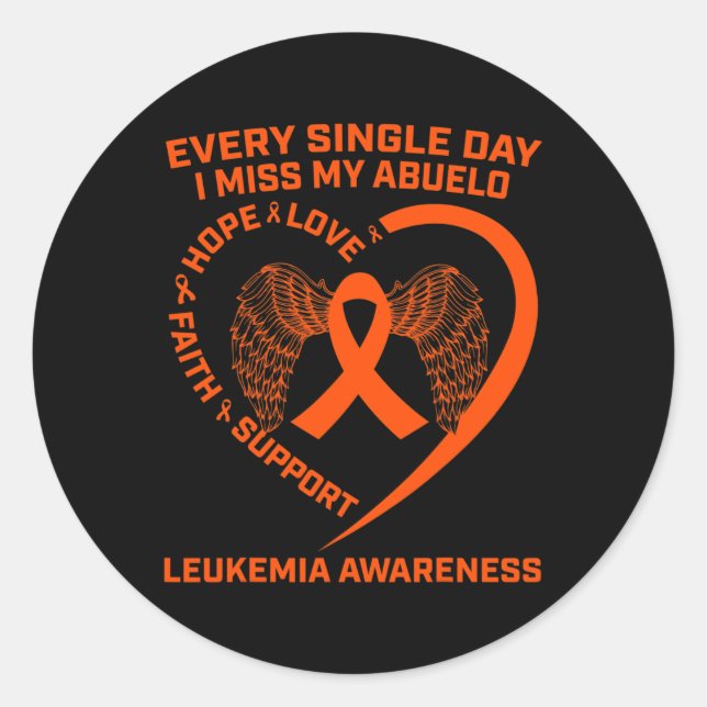 Orange Ribbon Wings Leukaemia Awareness In Memory  Classic Round Sticker (Front)