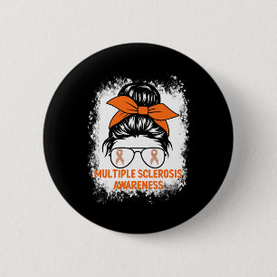 Orange Ribbon Women Ms Multiple Sclerosis 2 Inch Round Button