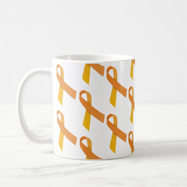 Orange Ribbons Tiled Pattern Coffee Mug (Left)