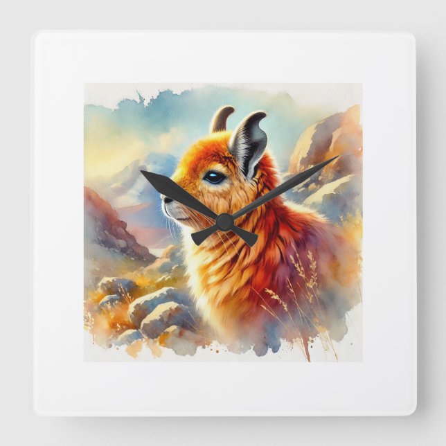 Orange Rock Viscacha 270824AREF117 - Watercolor Square Wall Clock (Front)