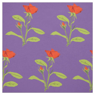 Orange Rose and Bud Leaves Fabric