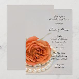 Orange Rose and White Pearls Post Wedding Brunch Invitation