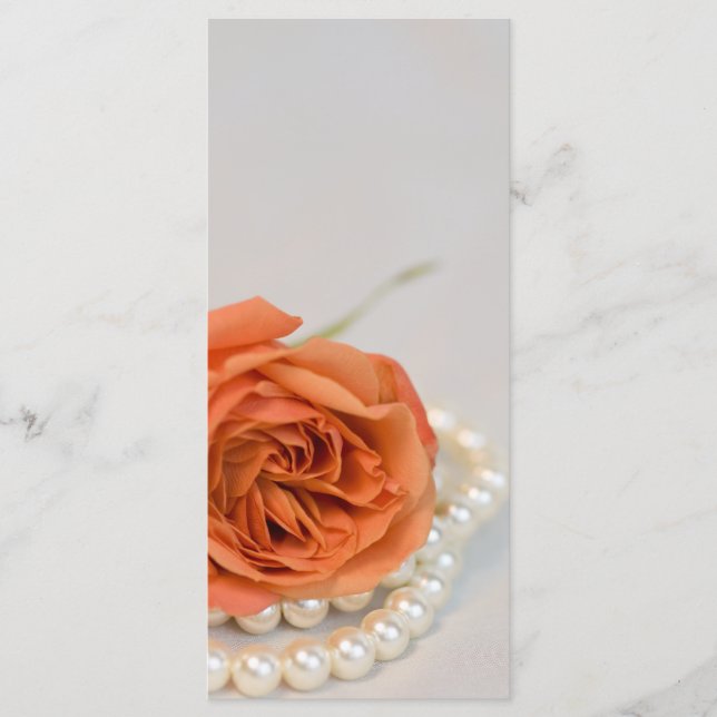 Orange Rose and White Pearls Wedding Program (Front)