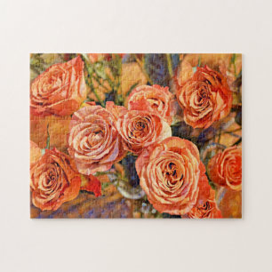 Orange Rose Bouquet Art Puzzle
