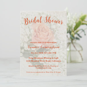 Orange Rose Bridal Shower Invitation