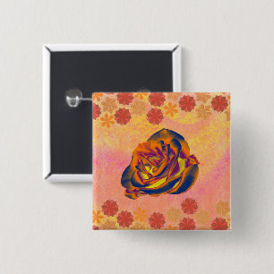 Orange Rose Button