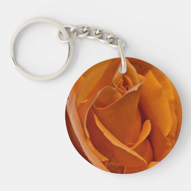 Orange Rose Close-up Keychain (Front)