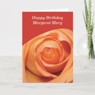 Orange Rose Custom Name Religious Birthday Card