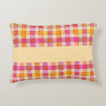 orange rose et crème en vichy accent coussin