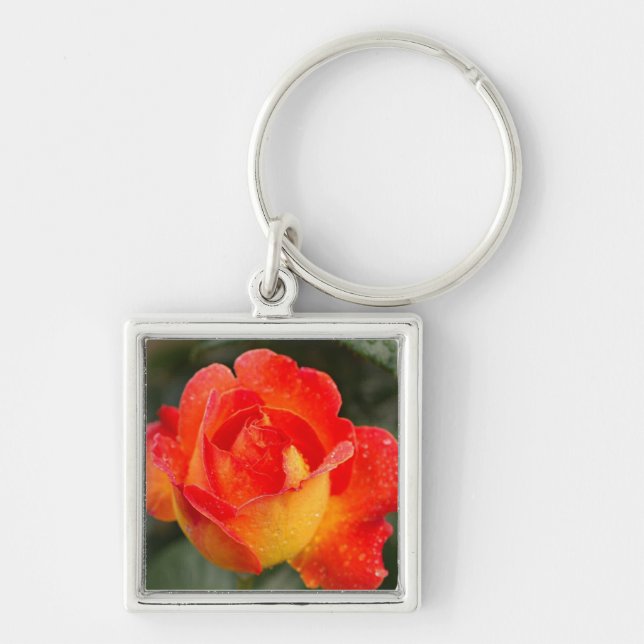 Orange Rose Floral Keychain (Front)