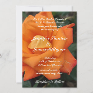 Orange rose flower invitation