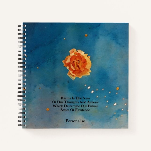 Orange Rose Flower Karma Quote Blue Sky Journal (Front)