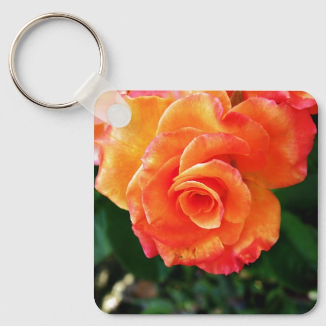 Orange rose flower keychain (Front)