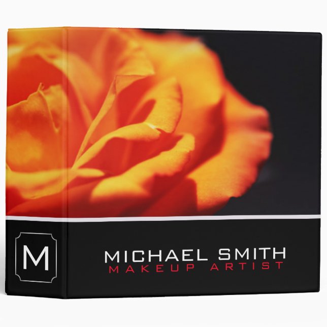 Orange rose flower on black binder (Front/Spine)