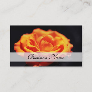Orange rose flower on black business card