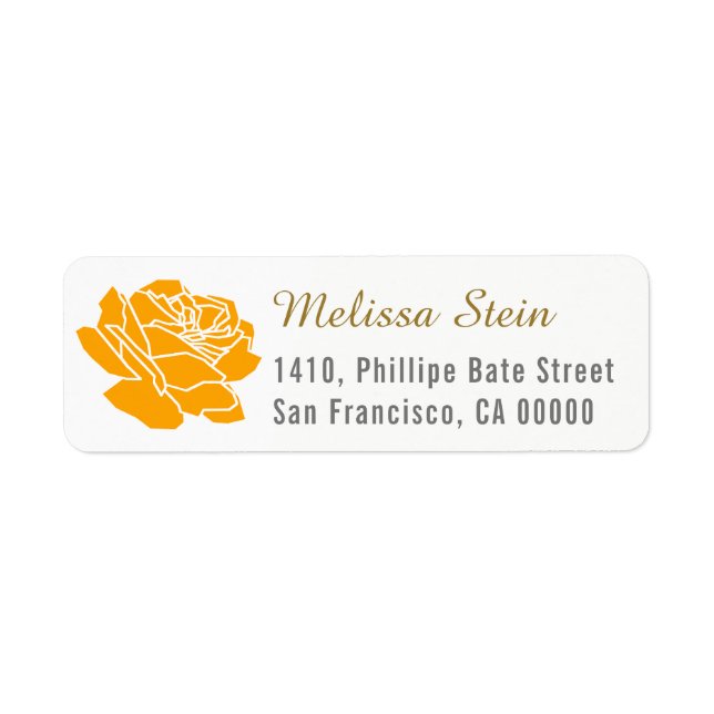 orange rose flower return address label with name (Front)