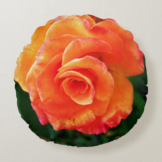 Orange rose flower round pillow (Front)