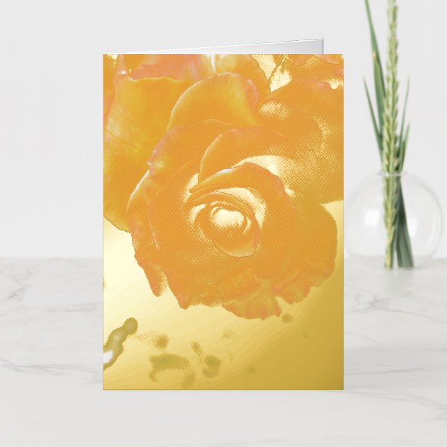 Orange rose  foil greeting card (Front)
