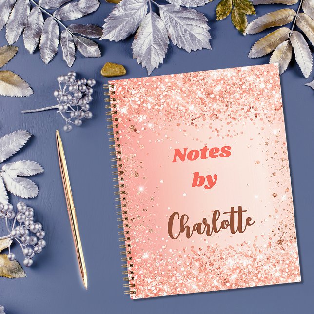 Orange rose gold name script  notebook (Creator Uploaded)